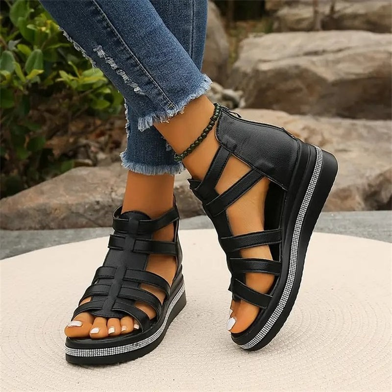 Valora | Chique sleehakken voor dames – Plateausandalen met kristallen accenten en zachte zool