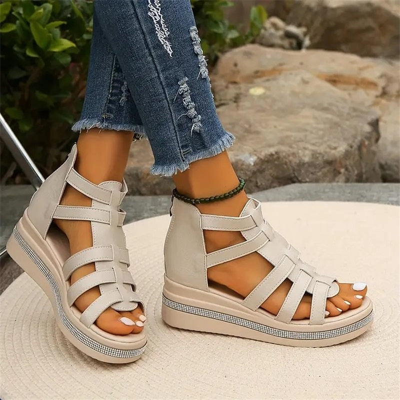 Valora | Chique sleehakken voor dames – Plateausandalen met kristallen accenten en zachte zool