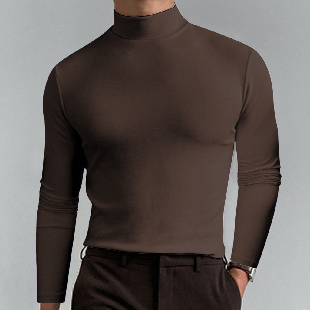 Gregen | T-shirt homme à col montant et coupe ajustée, manches longues – Sous-vêtement décontracté pour l'automne/hiver