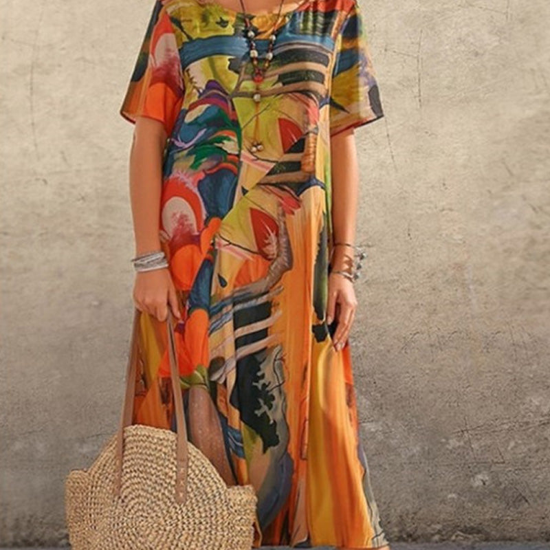 Bely | Tropische strandjurk voor dames – Luchtige maxi-jurk met levendige print voor de zomer