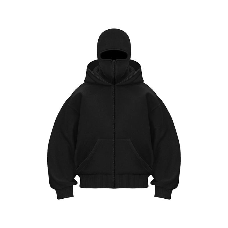 Vael | Sweat à capuche zippé Ninja pour homme – Masque facial, confortable et tendance