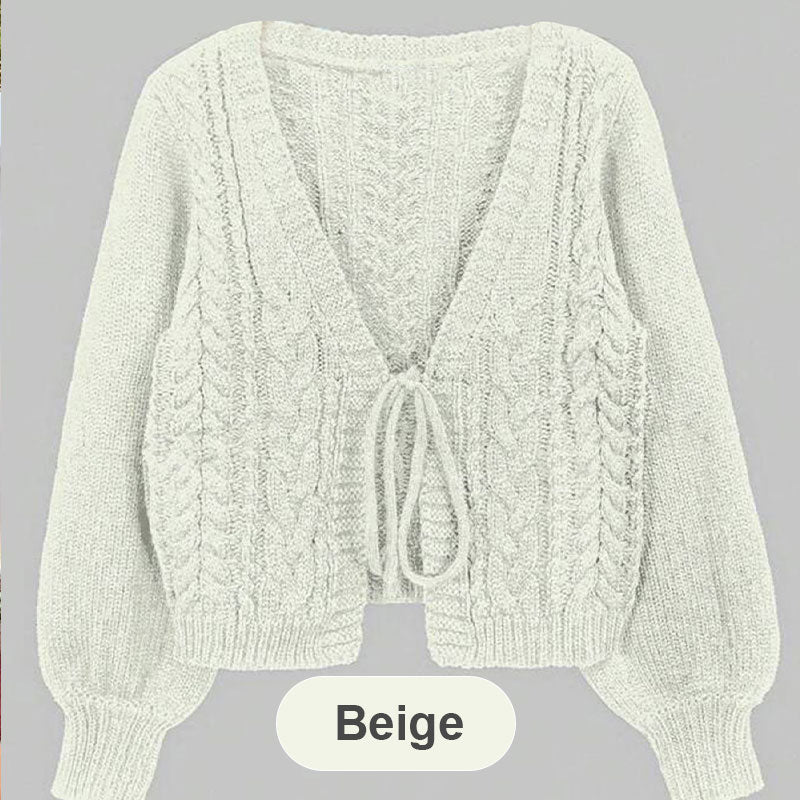 Eilika | Dames gebreid vest met open voorkant en trekkoord – Casual sweaterjas