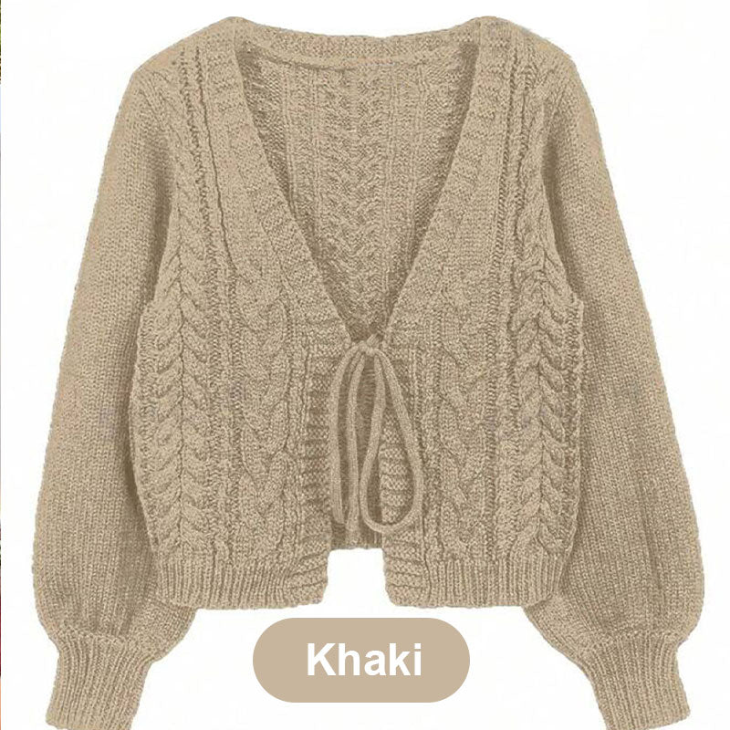 Eilika | Dames gebreid vest met open voorkant en trekkoord – Casual sweaterjas