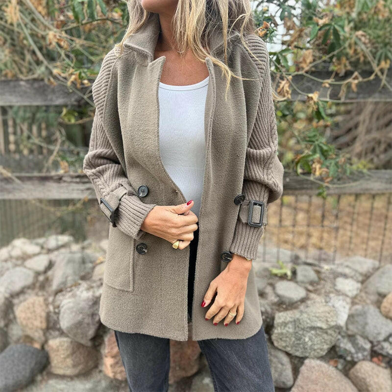 Nina | Chique wollen mix double-breasted halflange jas voor dames