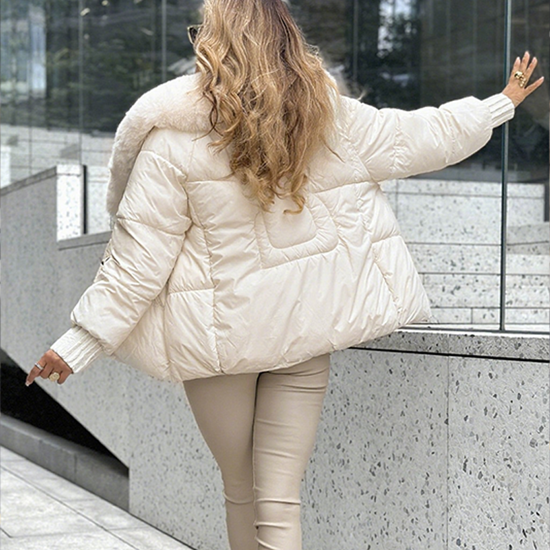 Vieve | Gewatteerde winterjas met kraag van imitatiebont – Warme gewatteerde bovenkleding voor koud weer