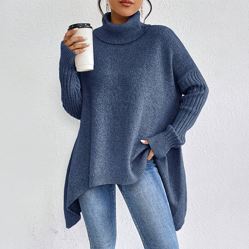 Josje | Effen coltrui voor dames – Zachte gebreide trui voor herfst en winter