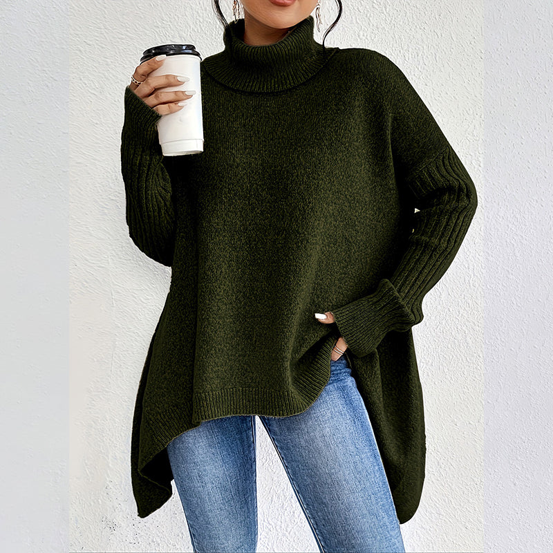 Josje | Effen coltrui voor dames – Zachte gebreide trui voor herfst en winter