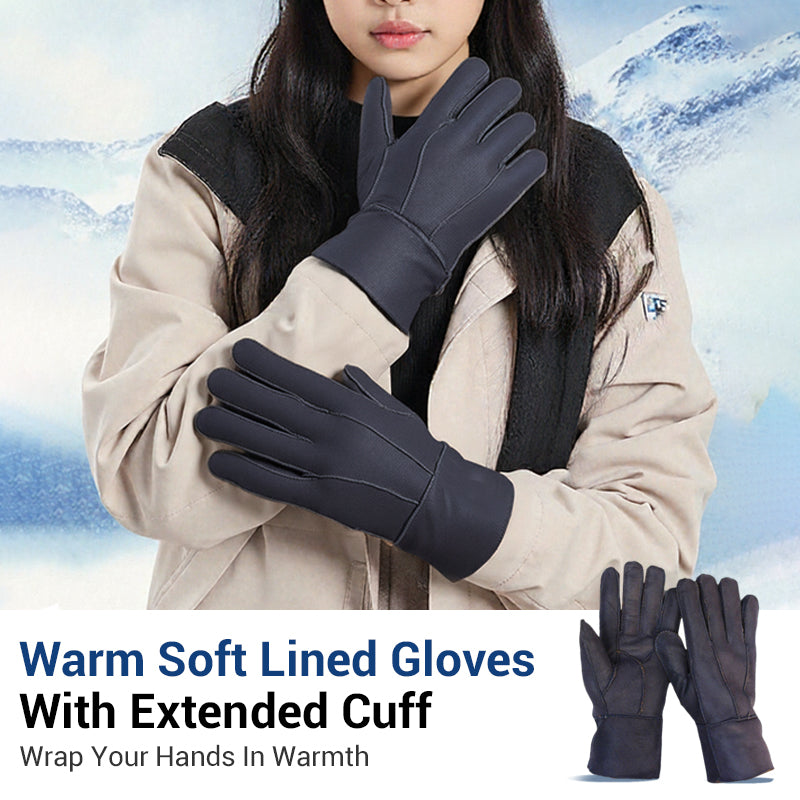 Glovra | Warme, zacht gevoerde winterhandschoenen met verlengde manchet – Winddichte, geïsoleerde handschoenen