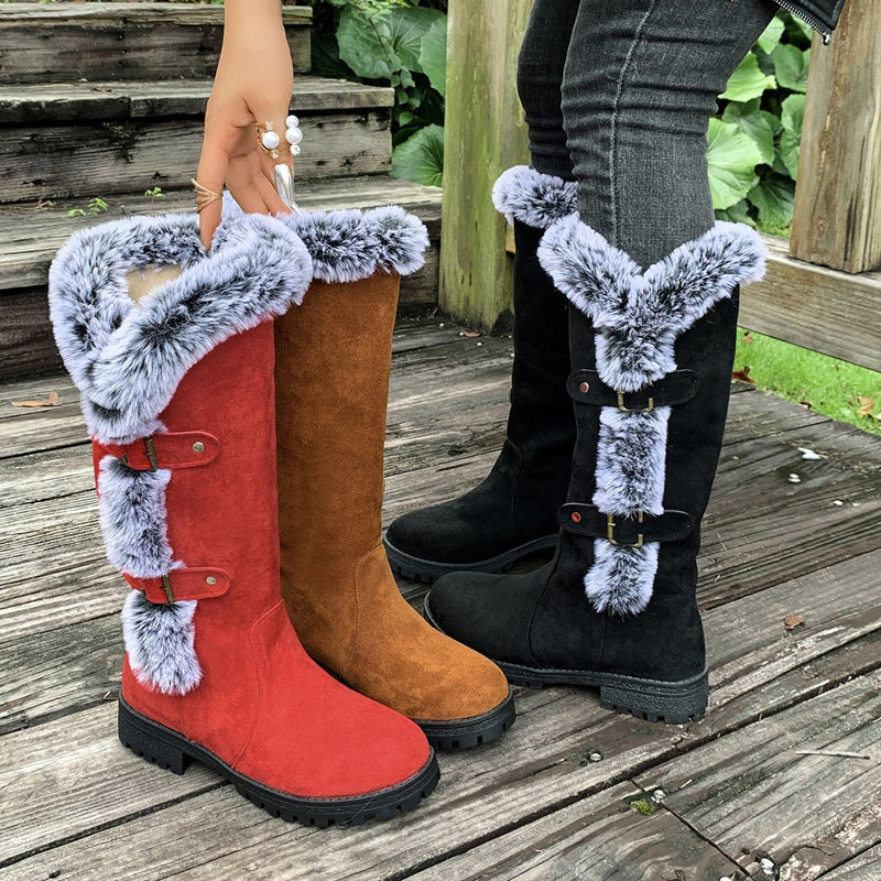 SnowLuxe | Dames snowboots tot halverwege de kuit met nepbont – waterdichte winterlaarzen
