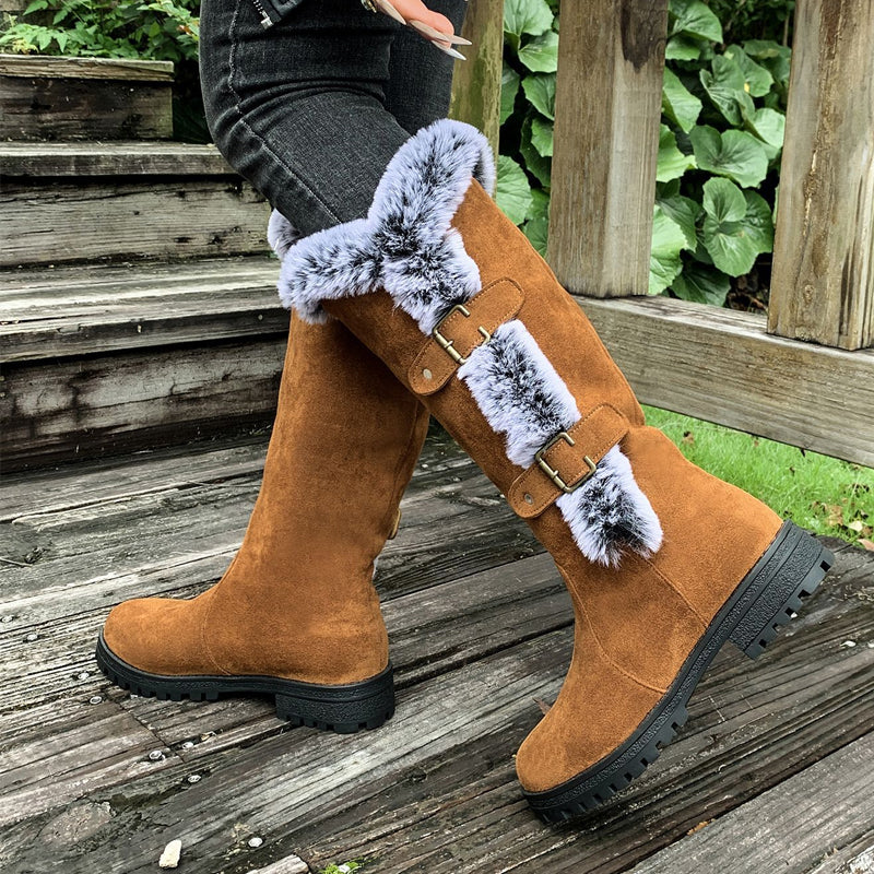 SnowLuxe | Dames snowboots tot halverwege de kuit met nepbont – waterdichte winterlaarzen
