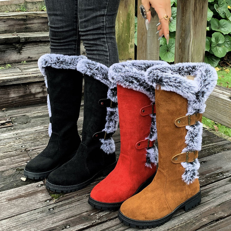 SnowLuxe | Dames snowboots tot halverwege de kuit met nepbont – waterdichte winterlaarzen
