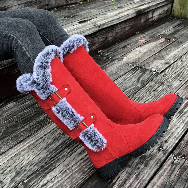 SnowLuxe | Dames snowboots tot halverwege de kuit met nepbont – waterdichte winterlaarzen