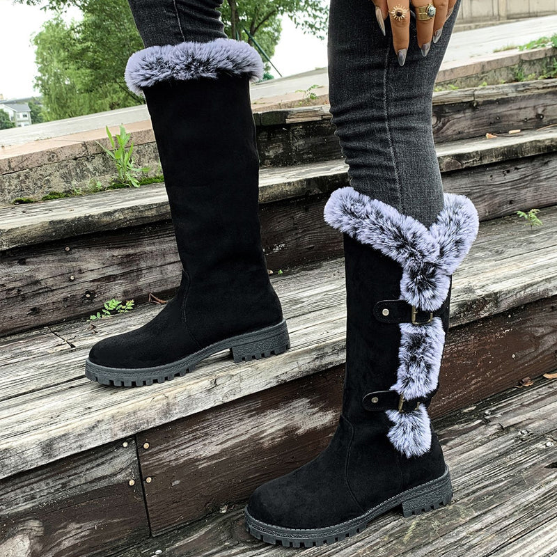 SnowLuxe | Dames snowboots tot halverwege de kuit met nepbont – waterdichte winterlaarzen