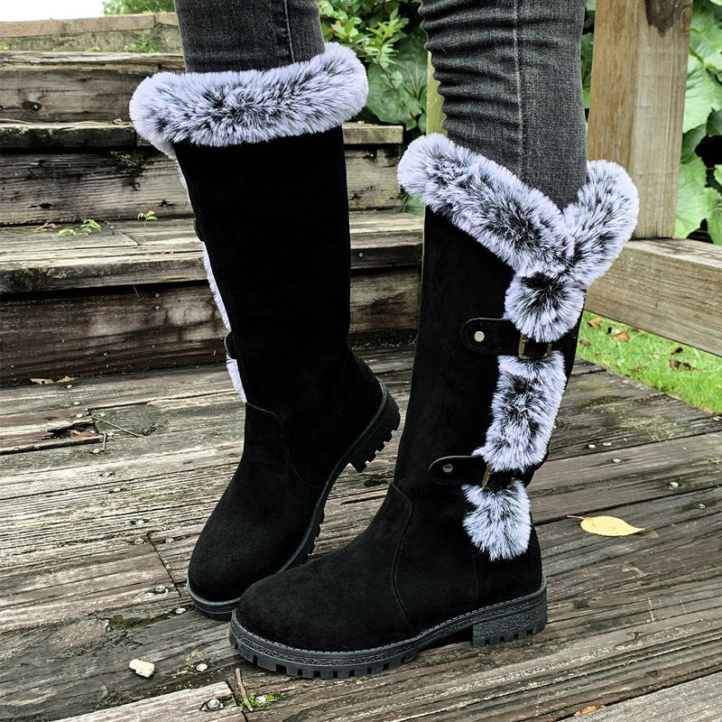 SnowLuxe | Dames snowboots tot halverwege de kuit met nepbont – waterdichte winterlaarzen