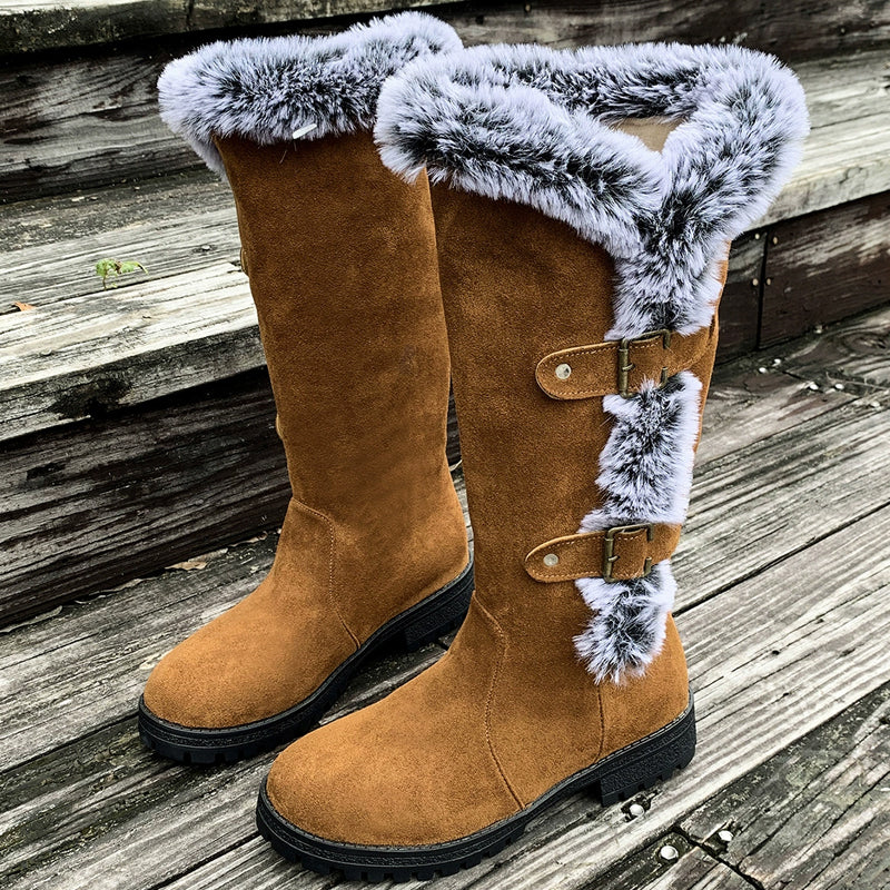 SnowLuxe | Dames snowboots tot halverwege de kuit met nepbont – waterdichte winterlaarzen