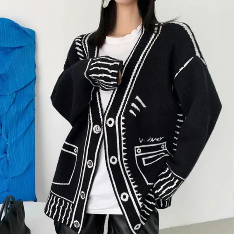Eulalia | Oversized trui vest- 3D Graffiti Patroon voor Trendy Straatstijl