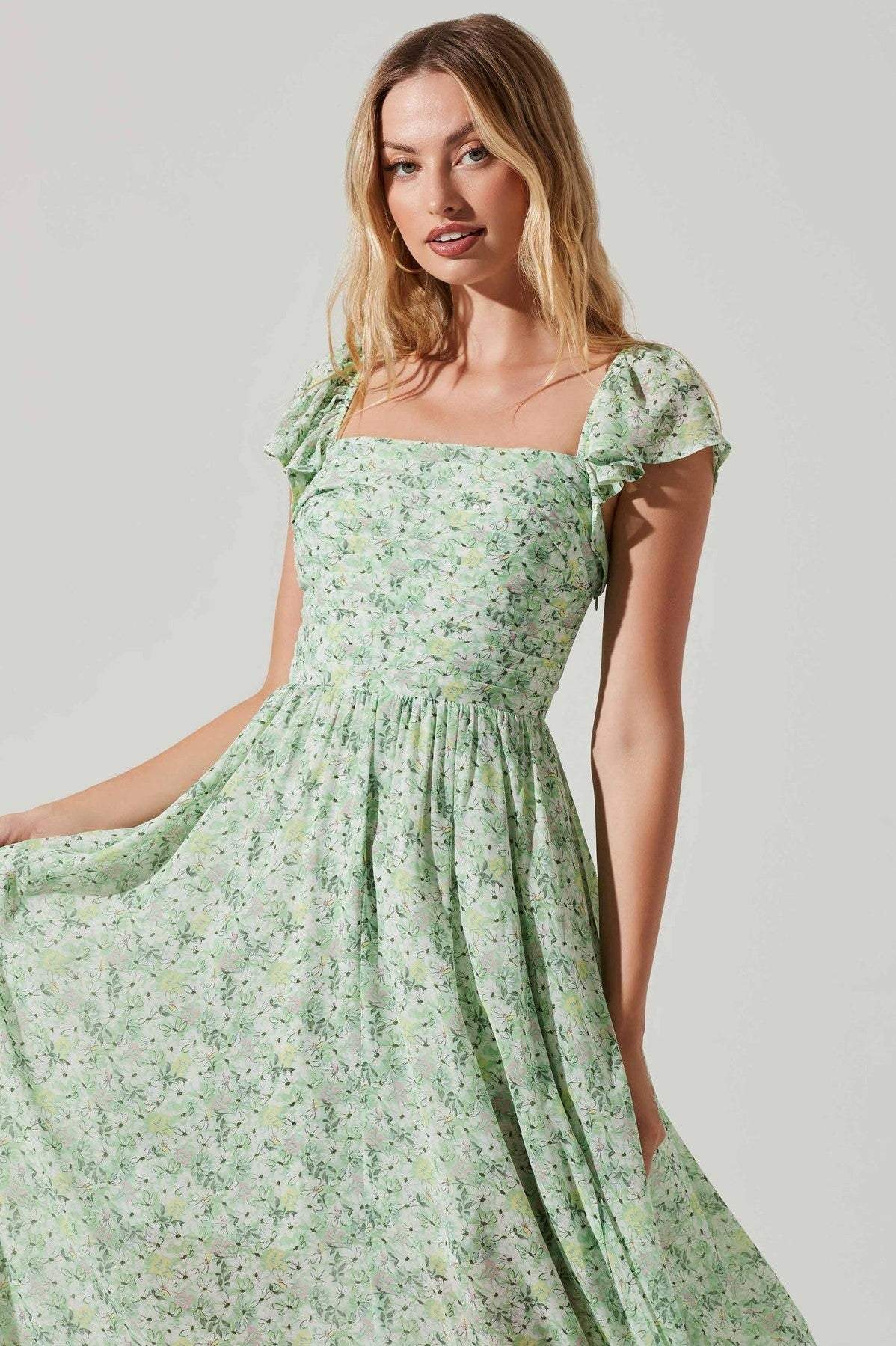 Venelle | Women's Floral Print Dress with Slit - Elegant Spring Dress, Stylish Floral Design