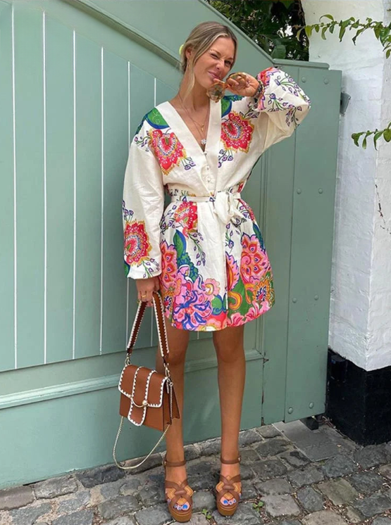 Camilly | Elegante Florale Mini Jurk