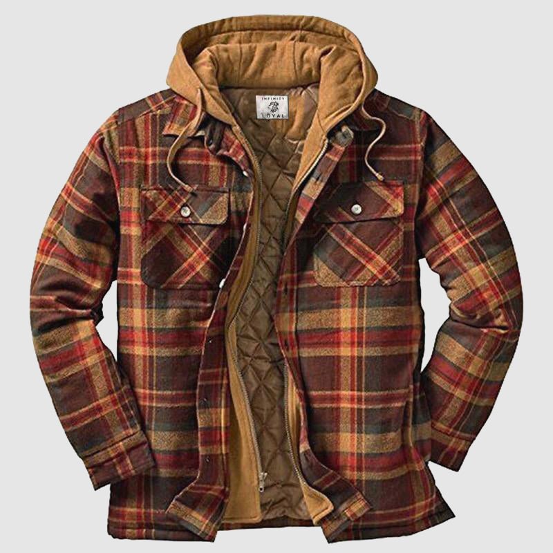 Ronel | Veste d'automne à carreaux pour homme avec capuche – Légère, confortable et décontractée