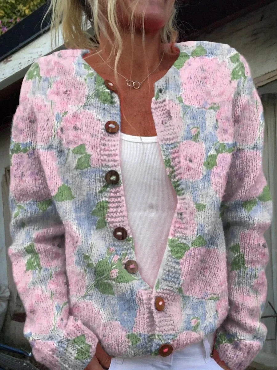 Jorielle | Damesjas van wol met bloemenprint – Comfortabele, stijlvolle, warme winterjas