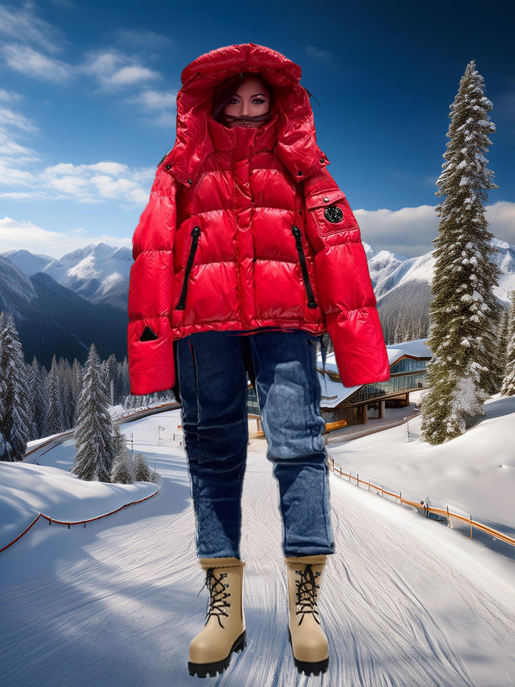Jacinda | Korte witte damesjas met capuchon - Warme winter puffer jas
