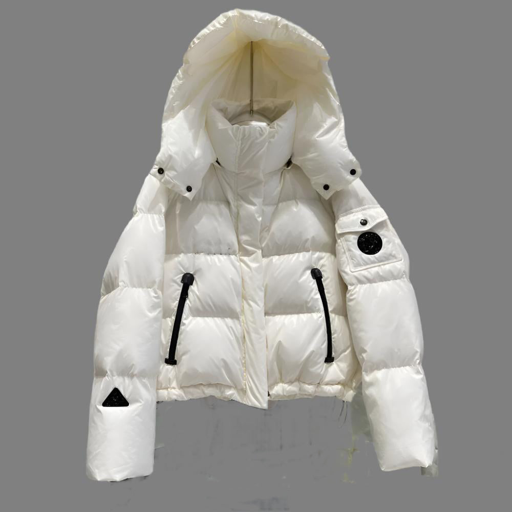Jacinda | Korte witte damesjas met capuchon - Warme winter puffer jas