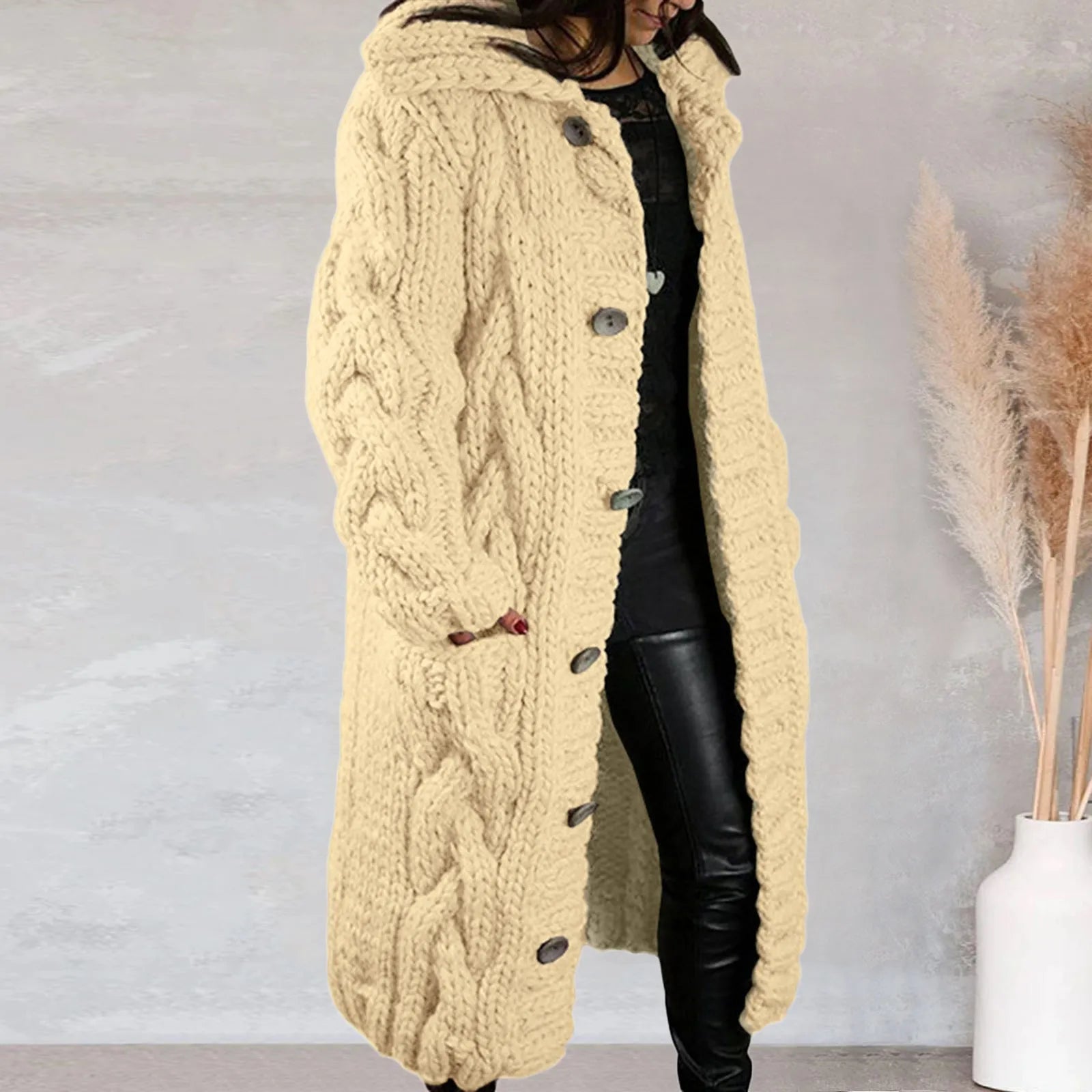 Raiza | Long-haired knitted ladies' jacket, thick wool blend, casual warm outerwear for autumn and winter