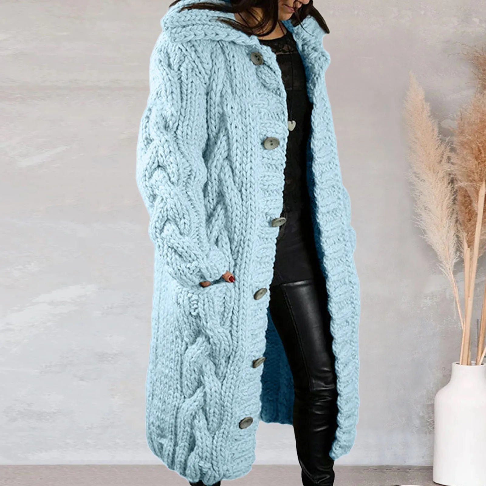 Raiza | Long-haired knitted ladies' jacket, thick wool blend, casual warm outerwear for autumn and winter