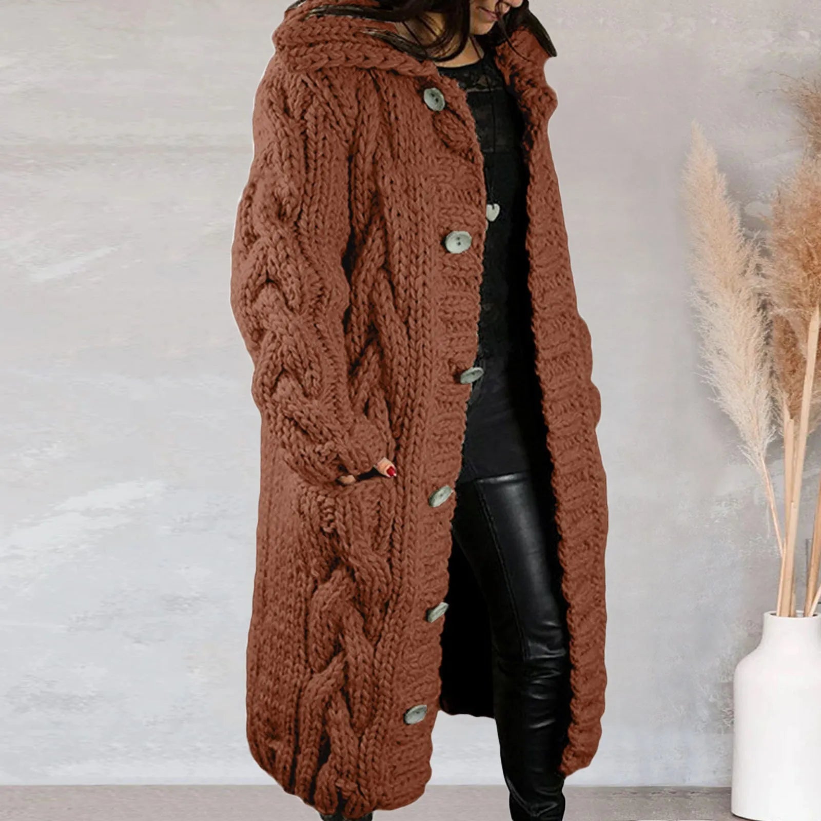 Raiza | Long-haired knitted ladies' jacket, thick wool blend, casual warm outerwear for autumn and winter