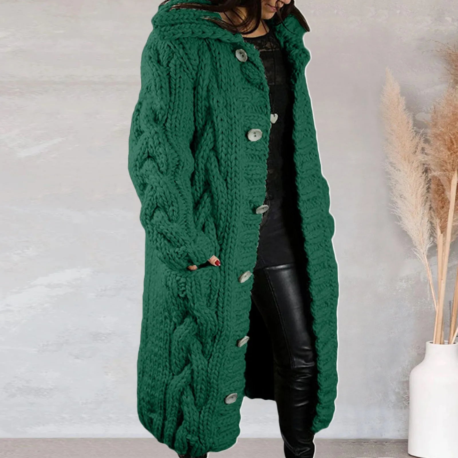 Raiza | Long-haired knitted ladies' jacket, thick wool blend, casual warm outerwear for autumn and winter