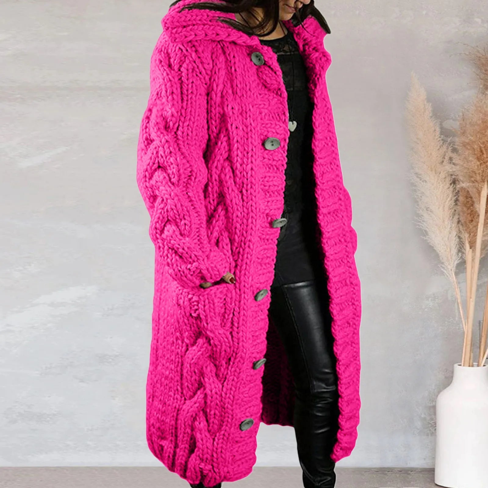 Raiza | Long-haired knitted ladies' jacket, thick wool blend, casual warm outerwear for autumn and winter