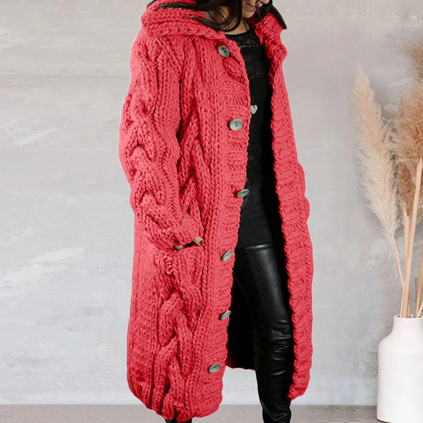 Raiza | Long-haired knitted ladies' jacket, thick wool blend, casual warm outerwear for autumn and winter
