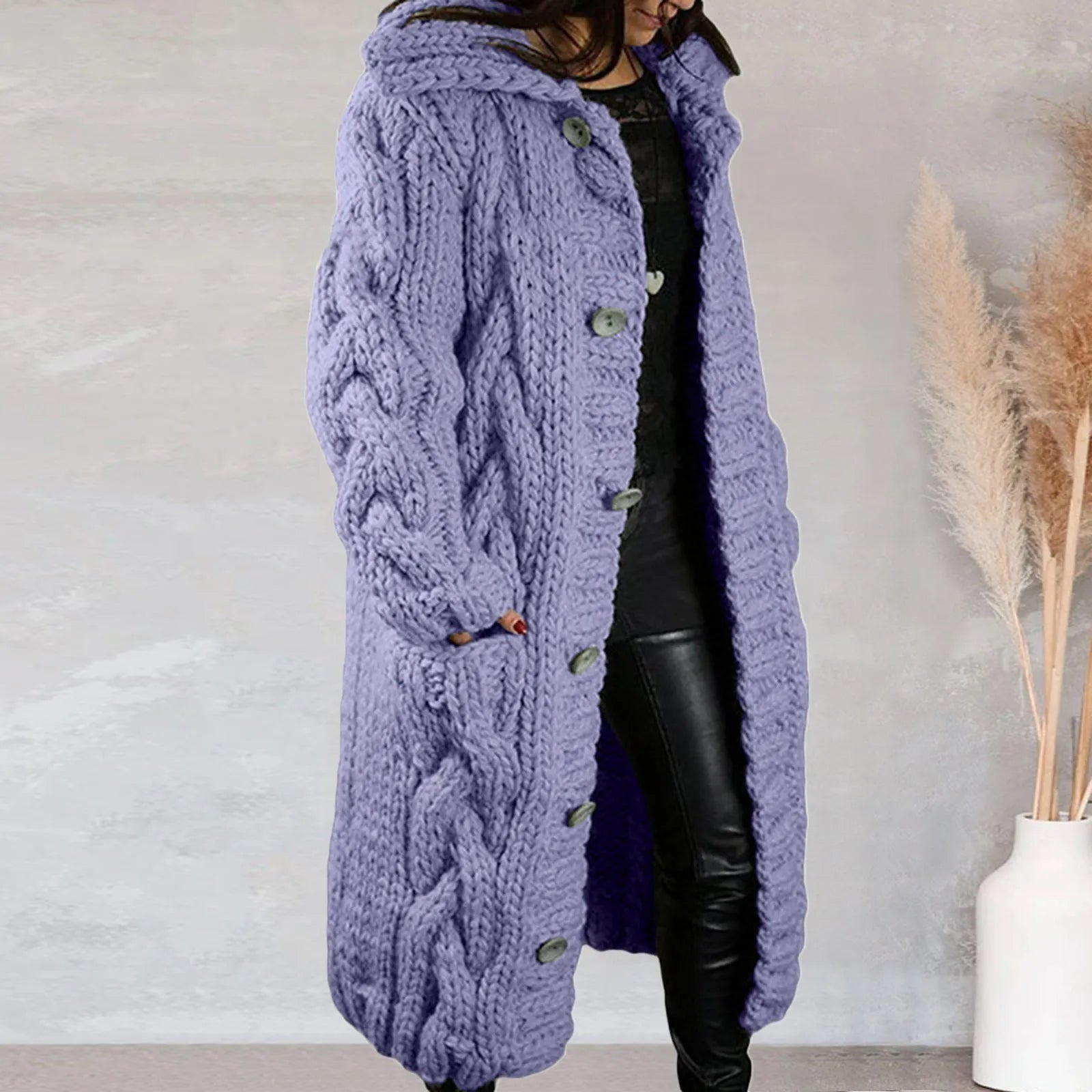 Raiza | Long-haired knitted ladies' jacket, thick wool blend, casual warm outerwear for autumn and winter