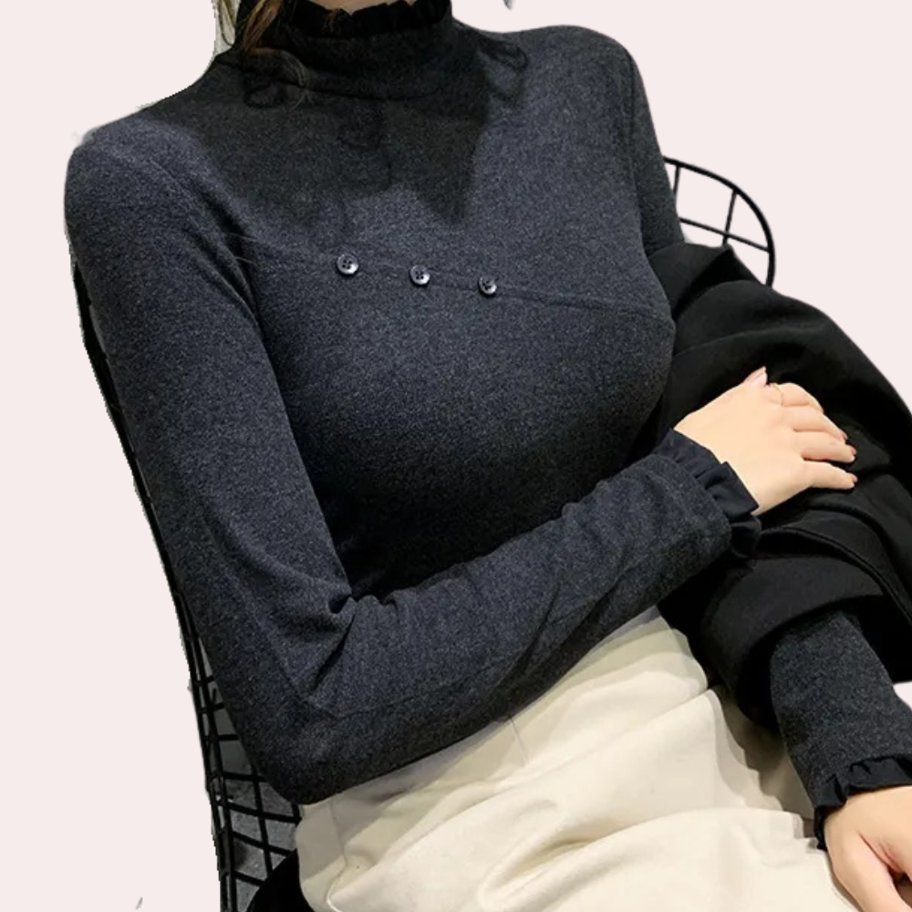 Nysa | Warme damesblouse met lange mouwen - Casual, zachte stof, lichtgewicht, perfect voor laagjes, comfortabele pasvorm, veelzijdig voor dagelijks gebruik