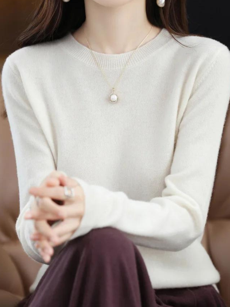 Sanne | Elegante merinowollen trui, zacht en ademend, lichtgewicht gebreide pullover
