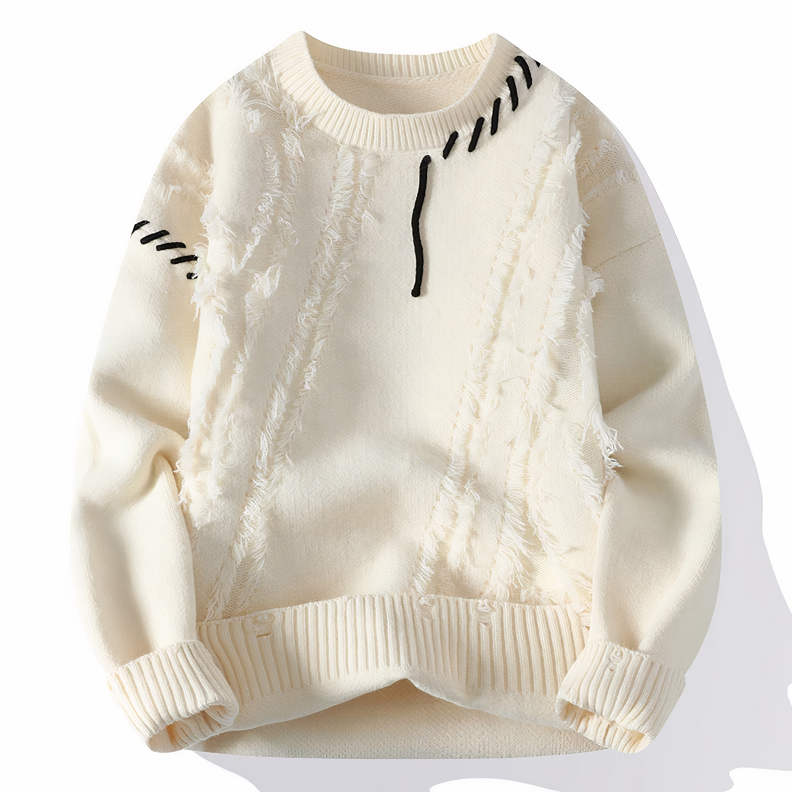 Brevik | Patchwork trui voor heren, distressed design, veelkleurig, casual en stijlvolle knitwear