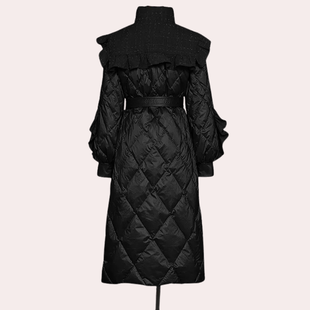 Thia | Vintage Winter Puffer Trench Coat voor Dames - Stijlvol & Warm - Verstelbare taille en knoopsluiting