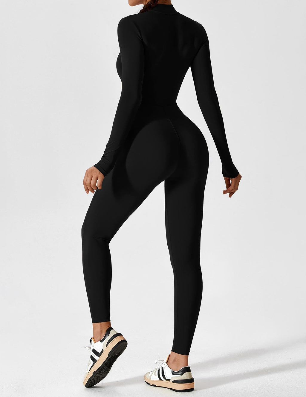 Tahlivra | Nauwsluitende jumpsuit met ritssluiting – Activewear-bodysuit met lange mouwen, slanke pasvorm