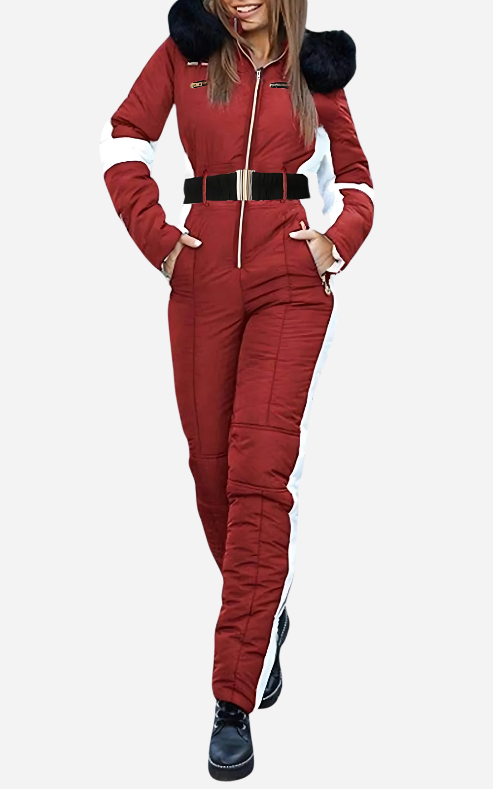 Petraea | Dames ski overall met capuchon – geïsoleerde winter sneeuw jumpsuit voor dames