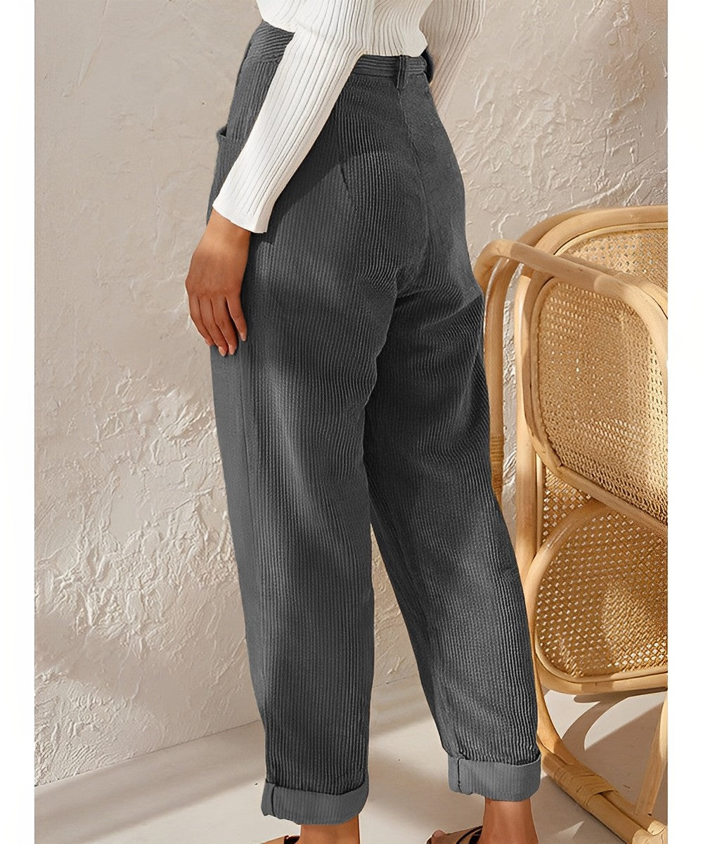 Marguerite | Corduroy broek met hoge taille voor dames - Vintage & comfortabele broek